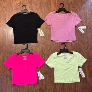 No Boundaries Crop Tops - Black, Pink, Purple, Green